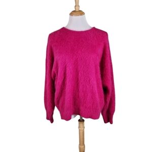 Vintage Venesha Vibrant Pink Angora Sweater, Sz Large